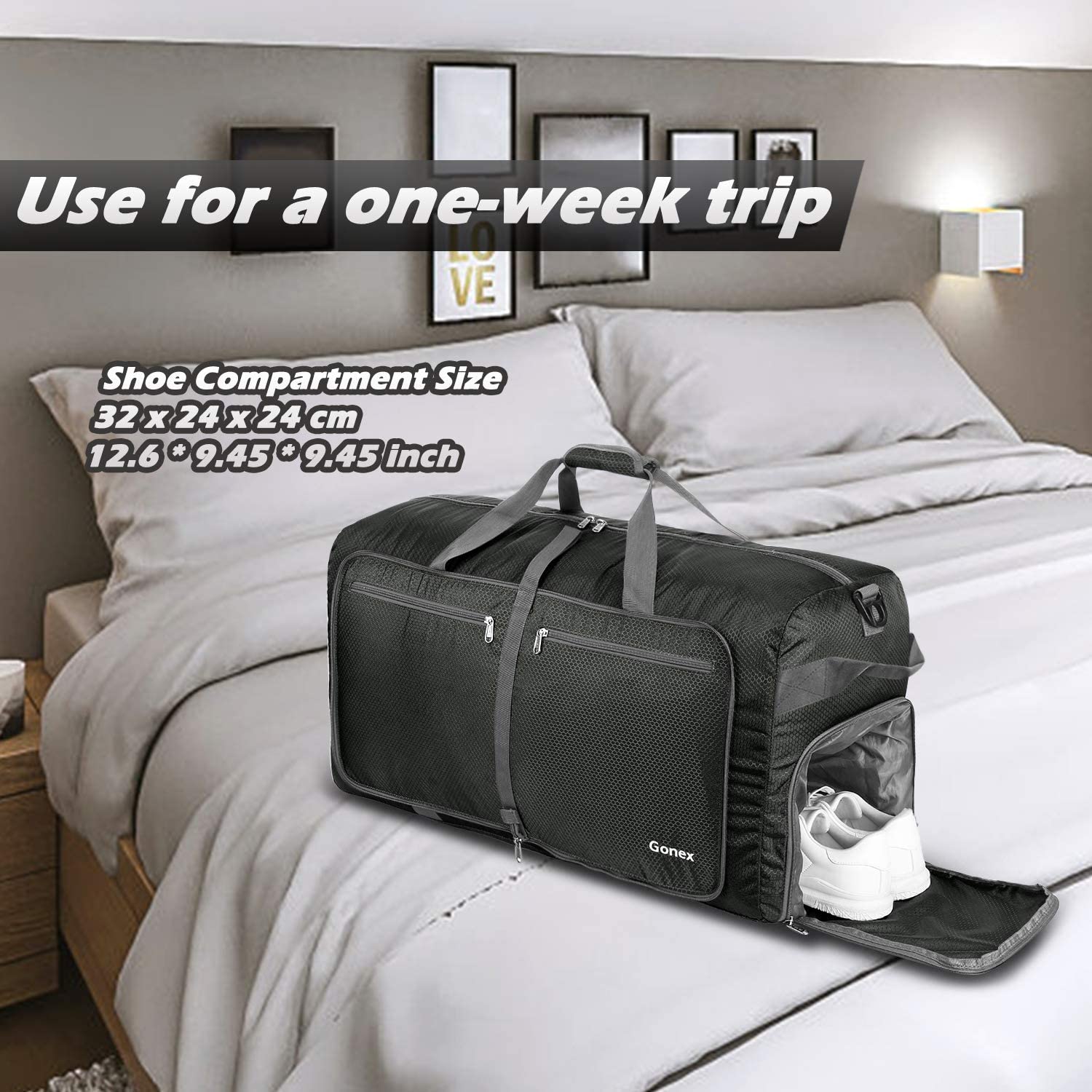 Gonex 150L Travel Duffel Bag Foldable Extra Large Duffle Bag XL Heavy Duty for Men Women for Luggage Shopping Gray