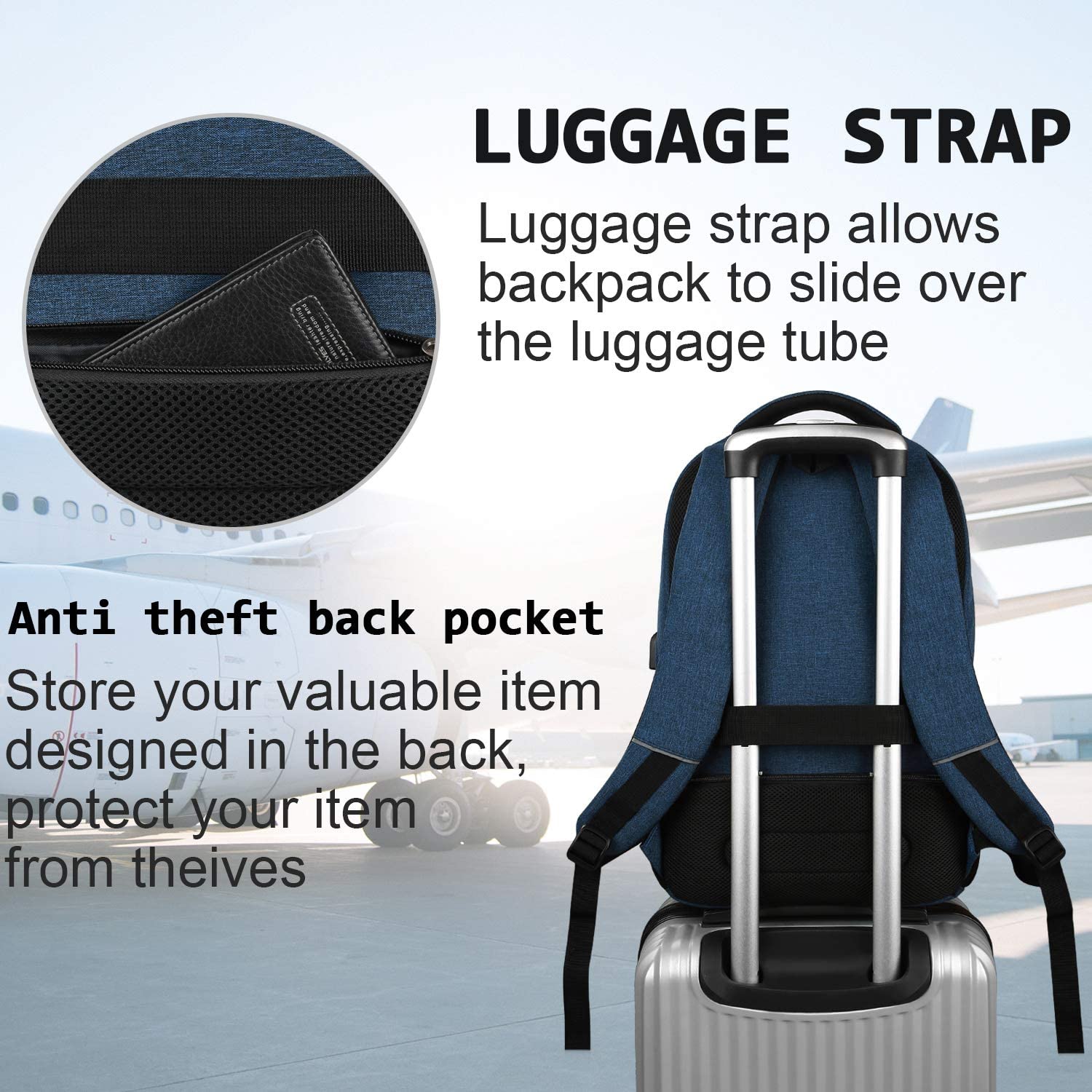 Laptop Backpack,Business Travel Anti Theft Slim Durable Laptops Backpack with USB Charging Port