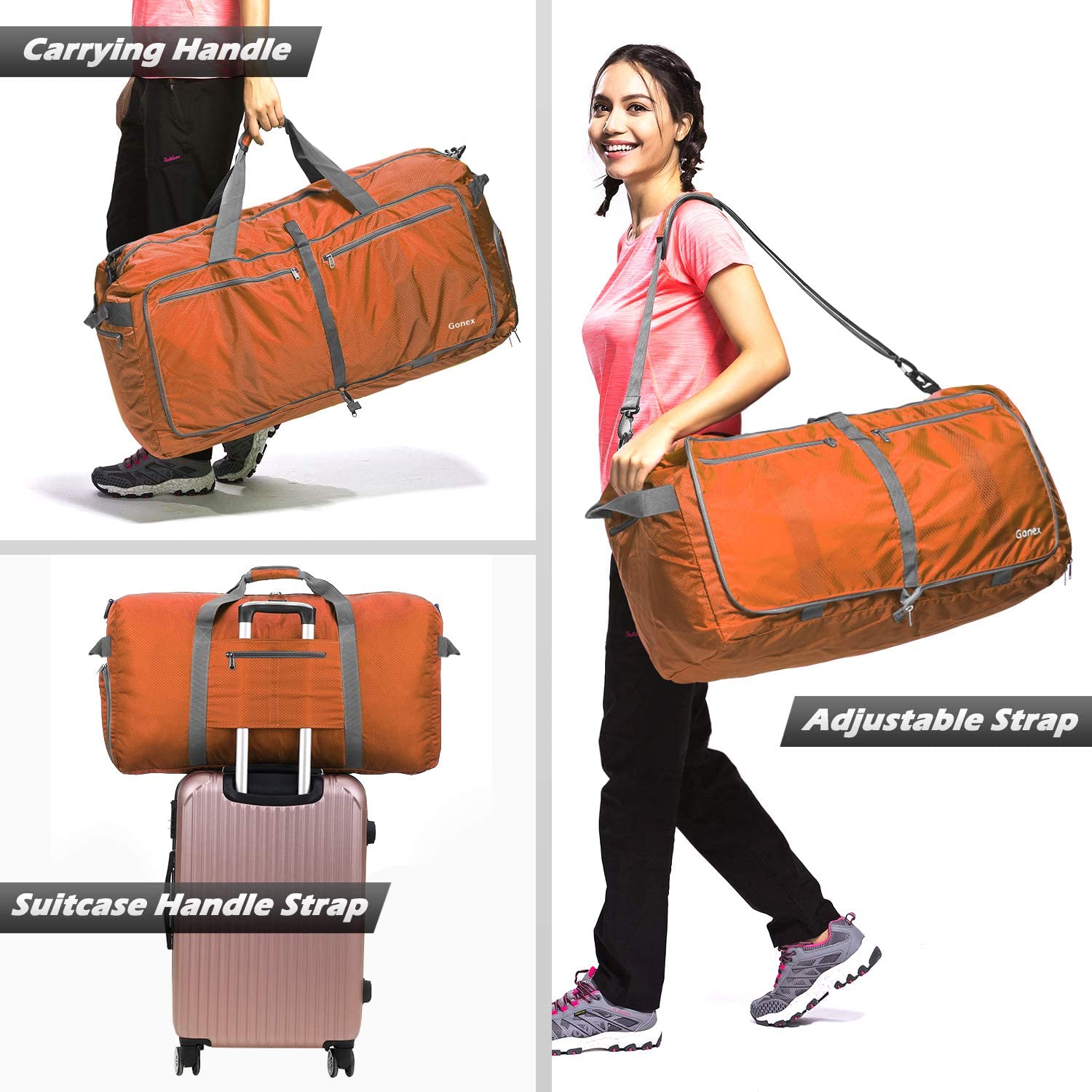 Gonex 150L Travel Duffel Bag Foldable Extra Large Duffle Bag XL Heavy Duty for Men Women for Luggage Shopping Gray
