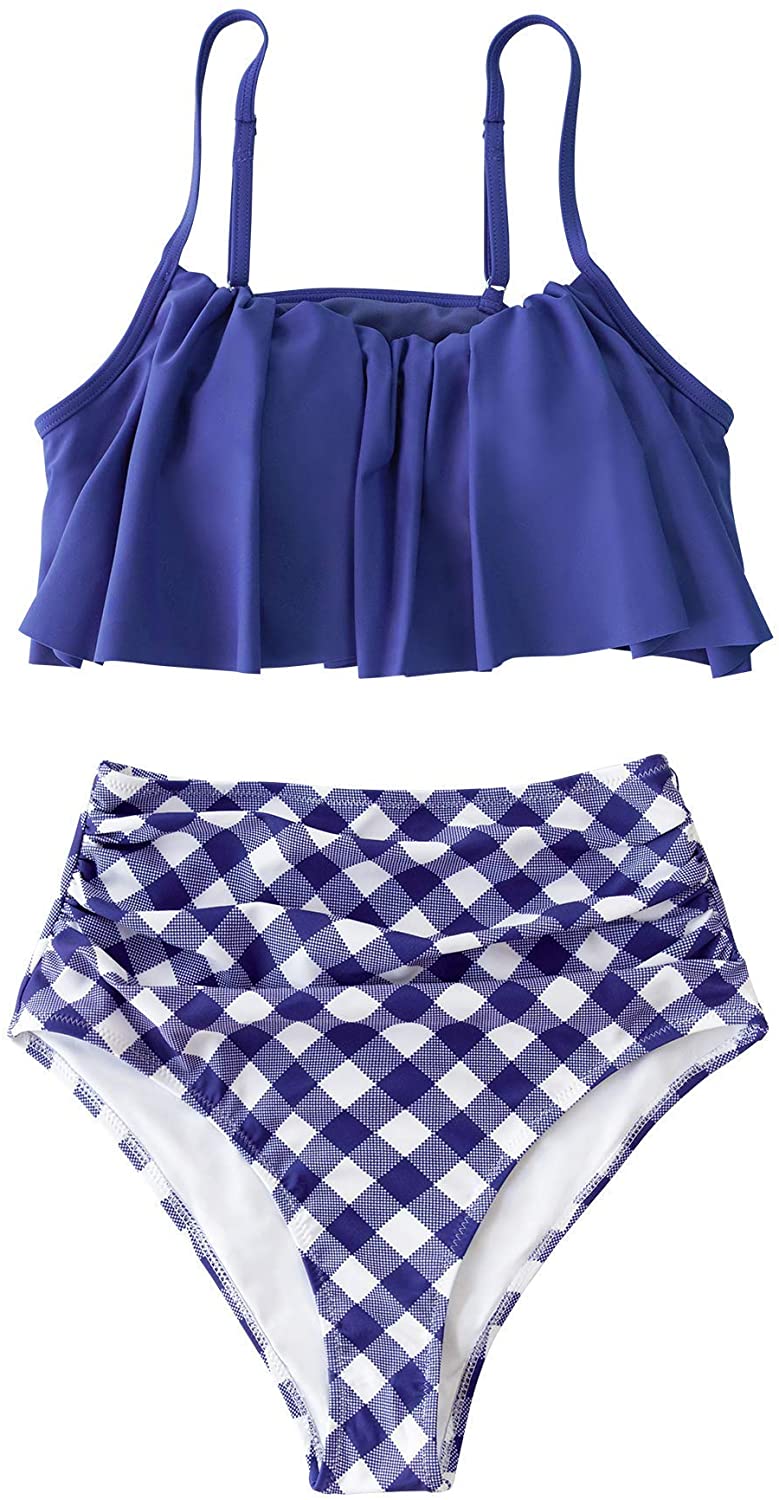 CUPSHE Women's High Waisted Falbala Bikini Set