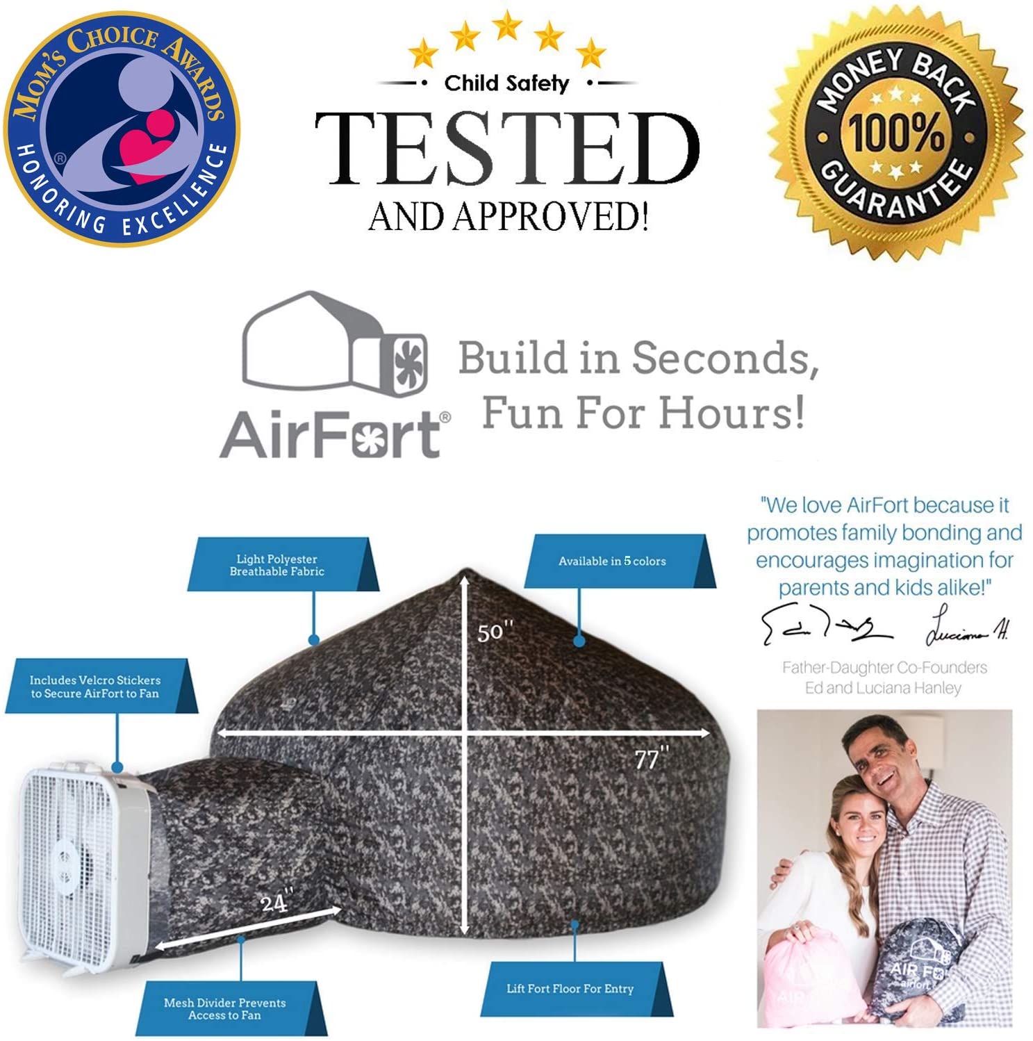 The Original AirFort Build A Fort in 30 Seconds, Inflatable Fort for Kids (Ocean Camo)