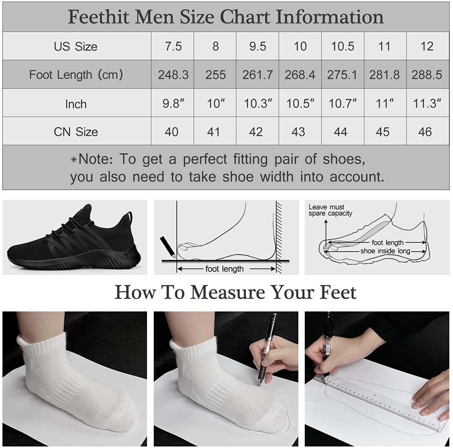 Feethit Mens Slip On Running Shoes Breathable Lightweight Comfortable Fashion Non Slip Sneakers for Men