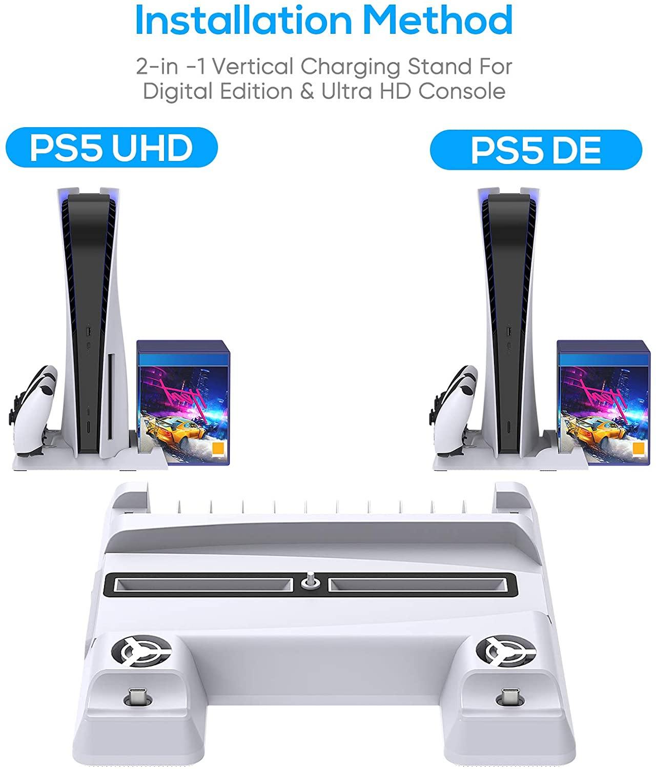 Vertical Stand with Cooling Fan for PS5 Console and Playstation 5 Digital Edition - JOY2ESpree