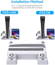 
                        
                          Load image into Gallery viewer, Vertical Stand with Cooling Fan for PS5 Console and Playstation 5 Digital Edition - JOY2ESpree
                        
                      