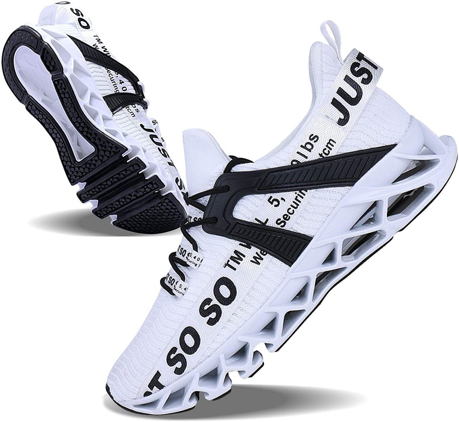 JSLEAP Mens Running Shoes Walking Non Slip Blade Type Sneakers