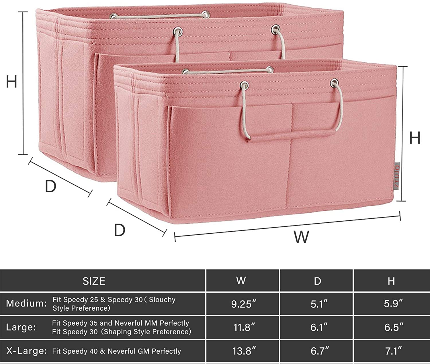 Purse Organizer, Multi-Pocket Felt Handbag Organizer, Purse Organizer Insert with Handles, Medium, Large, X-Large