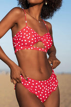 
                        
                          Load image into Gallery viewer, CUPSHE Women's Red Polka Dot Cutout Ruffles Back Hook Closure Bikini Sets
                        
                      