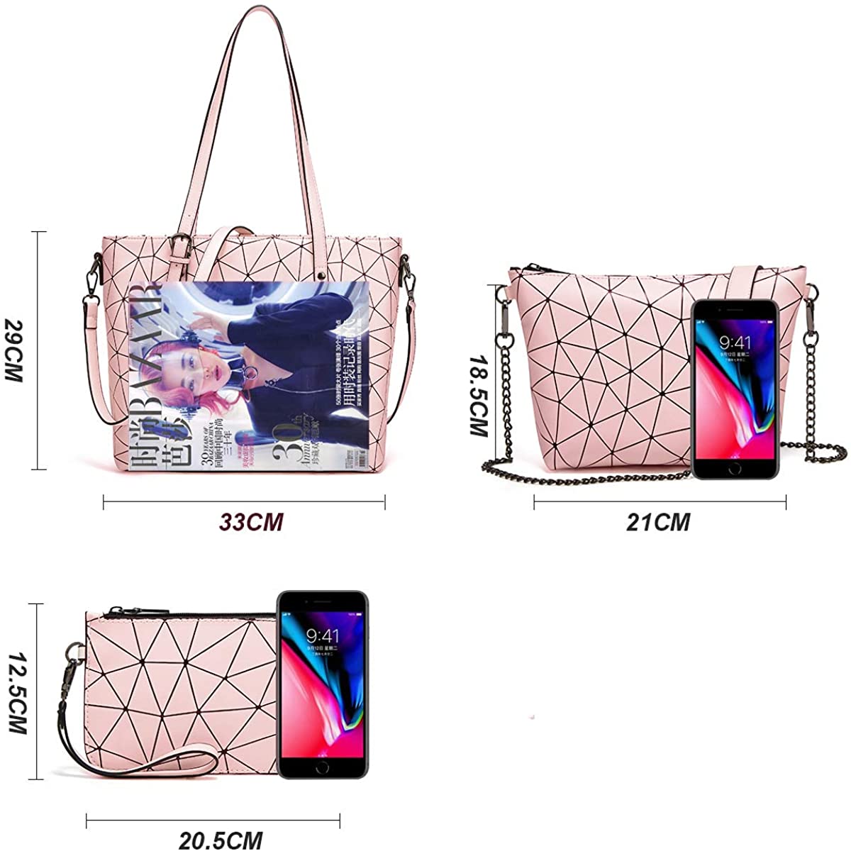 Women Fashion Handbags Wallet Tote Bag Shoulder Bag Top Handle Satchel Purse Set 4pcs