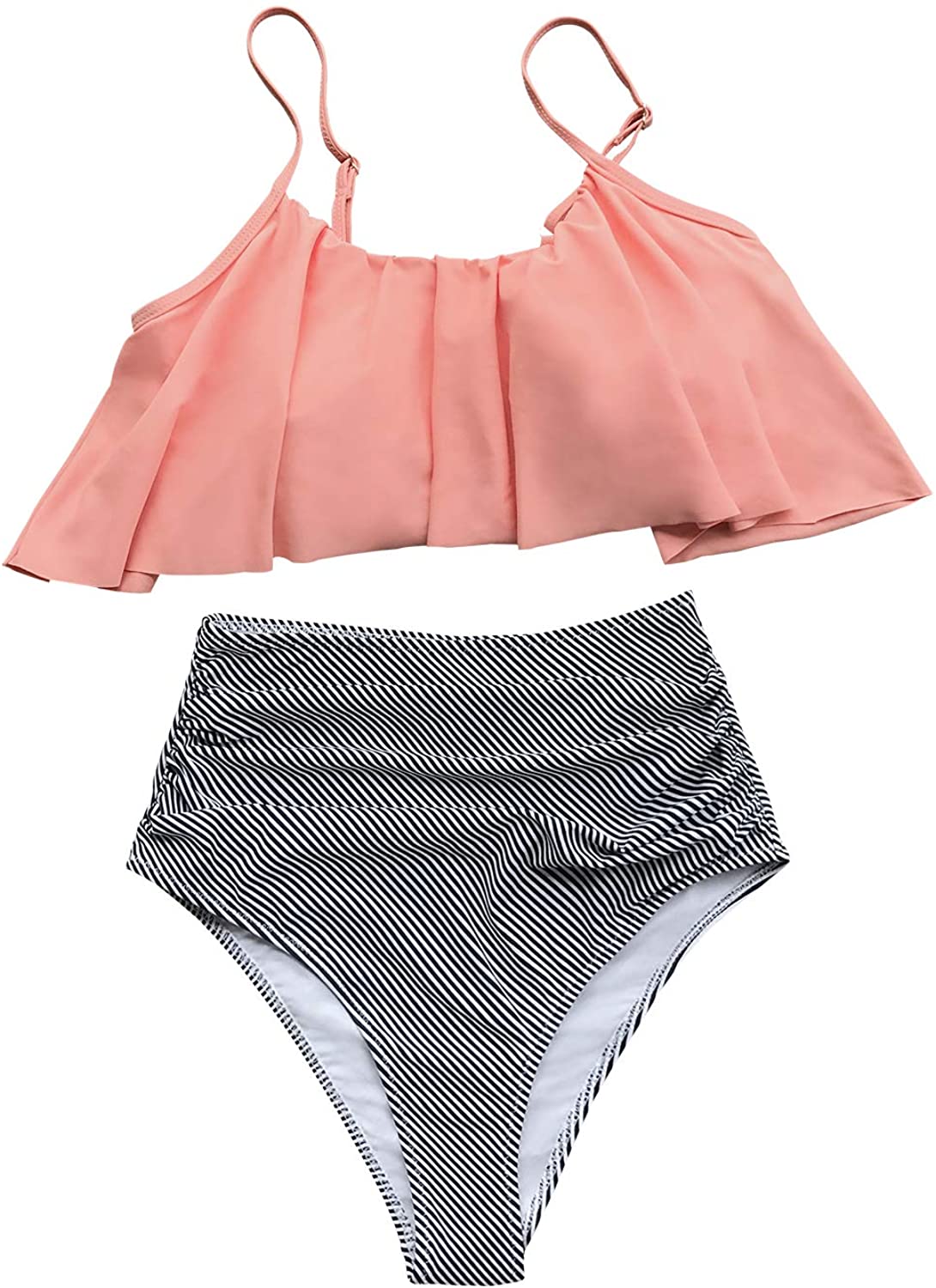 CUPSHE Women's High Waisted Falbala Bikini Set