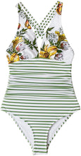 
                        
                          Load image into Gallery viewer, CUPSHE Women's One Piece Swimsuit V Neck Tummy Control Cross Back Vintage Swimwear Bathing Suits
                        
                      
