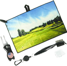 
                        
                          Muat gambar ke penampil Galeri, Perfshot Microfiber Waffle-Weave Golf Towel with Golf Club Brush Groove Cleaner and Foldable Divot Repair Tool with Magnetic Ball Marker Set 16" 24" - JOY2ESpree
                        
                      