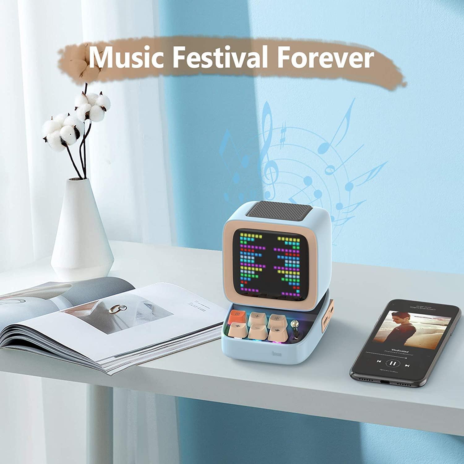 Divoom Ditoo Retro Pixel Art Game Bluetooth Speaker with 16X16 LED App Controlled Front Screen (Black) - JOY2ESpree