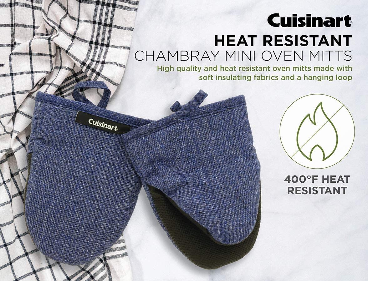 Cuisinart Chambray Neoprene Mini Oven Mitts, 2 Pack – Heat Resistant to 400 F . - JOY2ESpree
