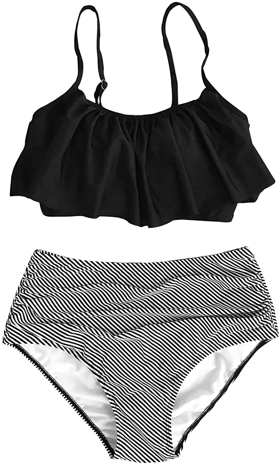 CUPSHE Women's High Waisted Falbala Bikini Set