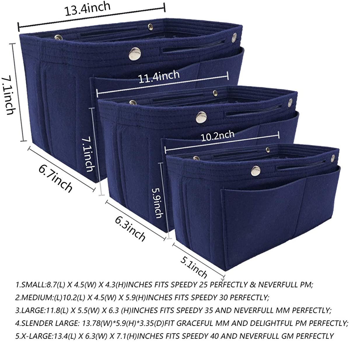 Felt Purse Organizer Insert Bag organizer Multi Pocket Bag in Bag Organizer Shaper