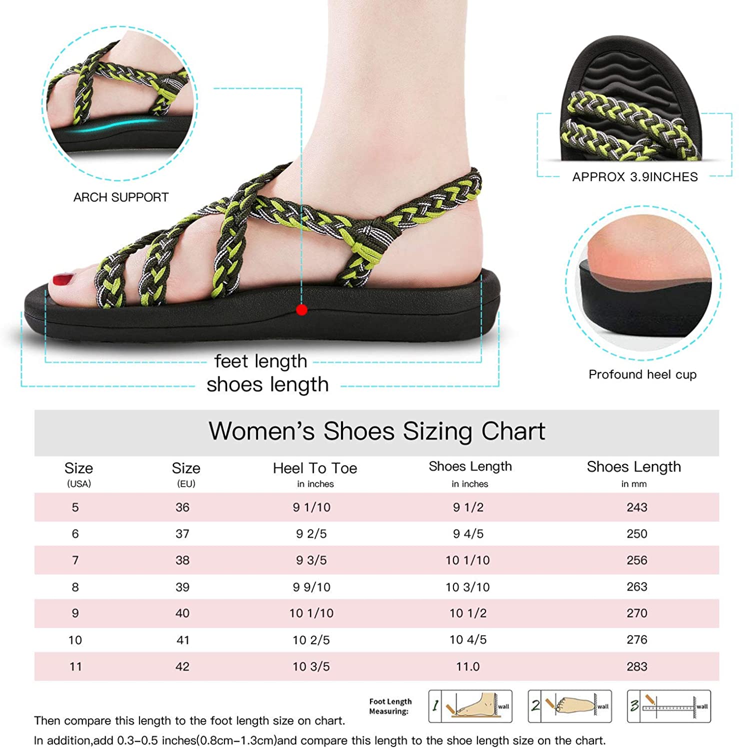 MEGNYA Women's Comfortable Walking Sandals with Arch Support Waterproof for Walking/Hiking/Travel/Wedding/Water Spot/Beach