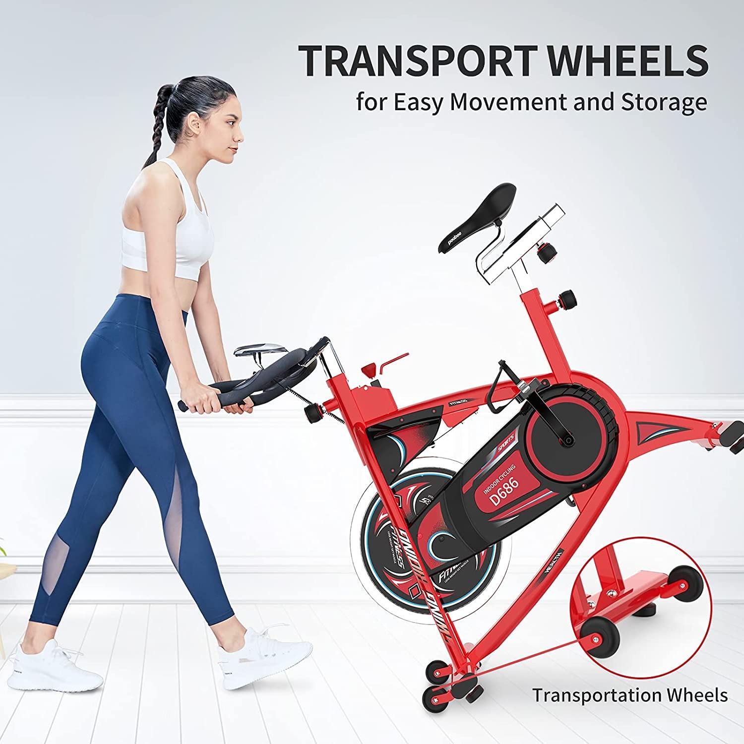 pooboo Exercise Bike Indoor, Belt Drive Cycling Bike Stationary - JOY2ESpree