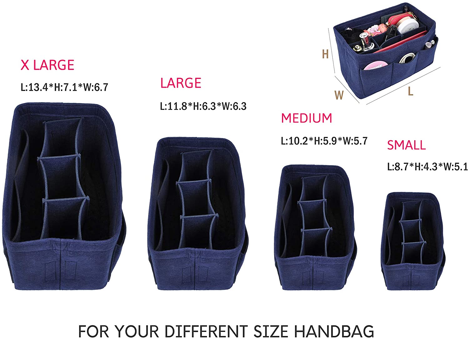 Vercord Felt Purse Organizer Handbag Insert Liner Shaper Bag in Bags for Speedy Neverfull Tote