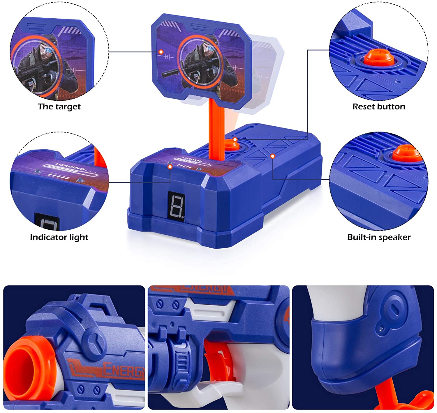 PlayFleur USB Shooting Target for Nerf Guns Toys, Electronic Auto Scoring Reset Digital Targets, Ideal Gift Toy for 5,6,7,8,9,10+ Years Old Kids Boys & Girls