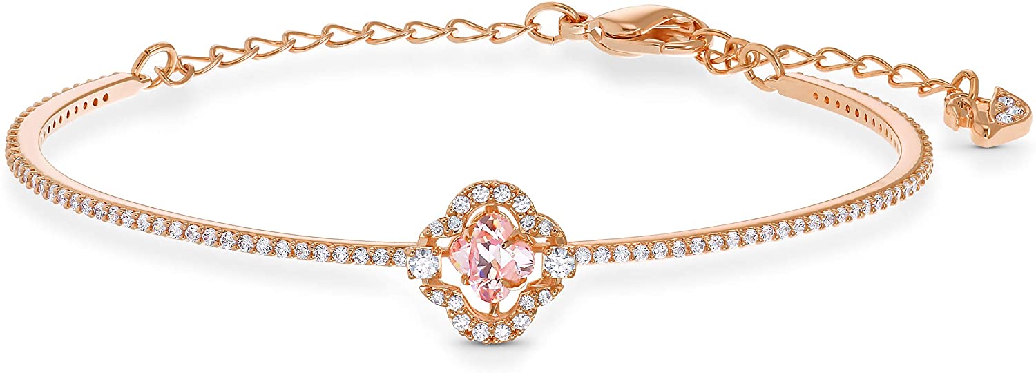 SWAROVSKI Women's Sparkling Dance Clover Jewelry Collection, Rose Gold Tone Finish, Pink Crystals, Clear Crystals - JOY2ESpree