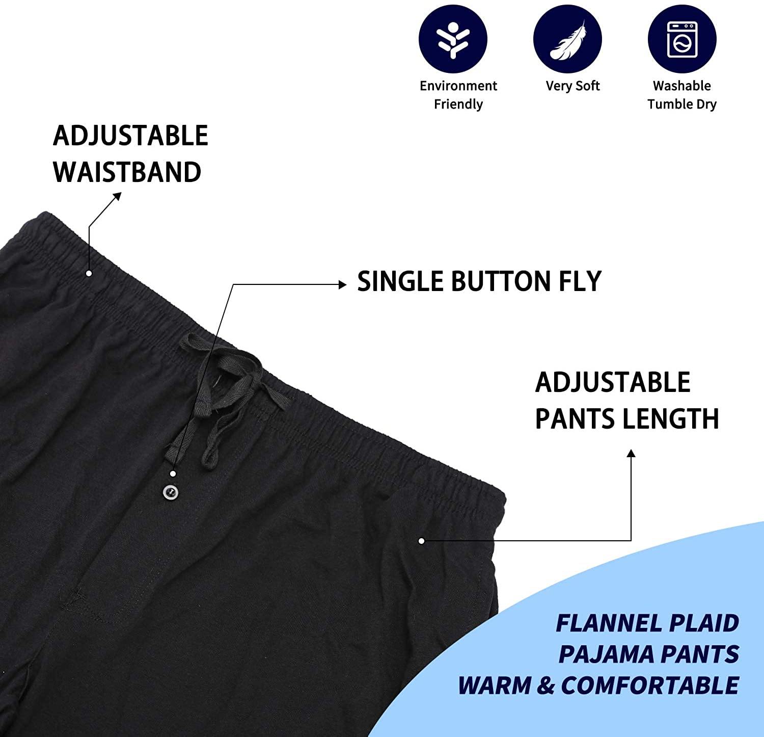 Bintangor Men's Sleep Pajama Pants 100% Cotton Knit Elastic Waistband Lounge Wear Long