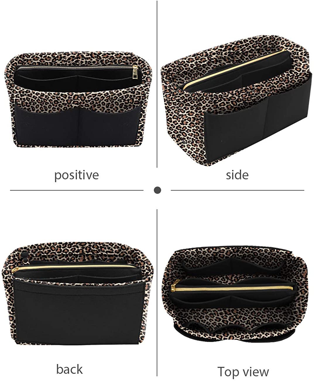 Felt Purse Bag Organizer Insert with zipper Bag Tote Shaper Fit Speedy Neverfull MM GM