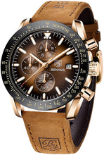 
                        
                          Muat gambar ke penampil Galeri, BENYAR Chronograph Mens Watch Quartz Movement 30M Waterproof | Leather Watch Strap
                        
                      
