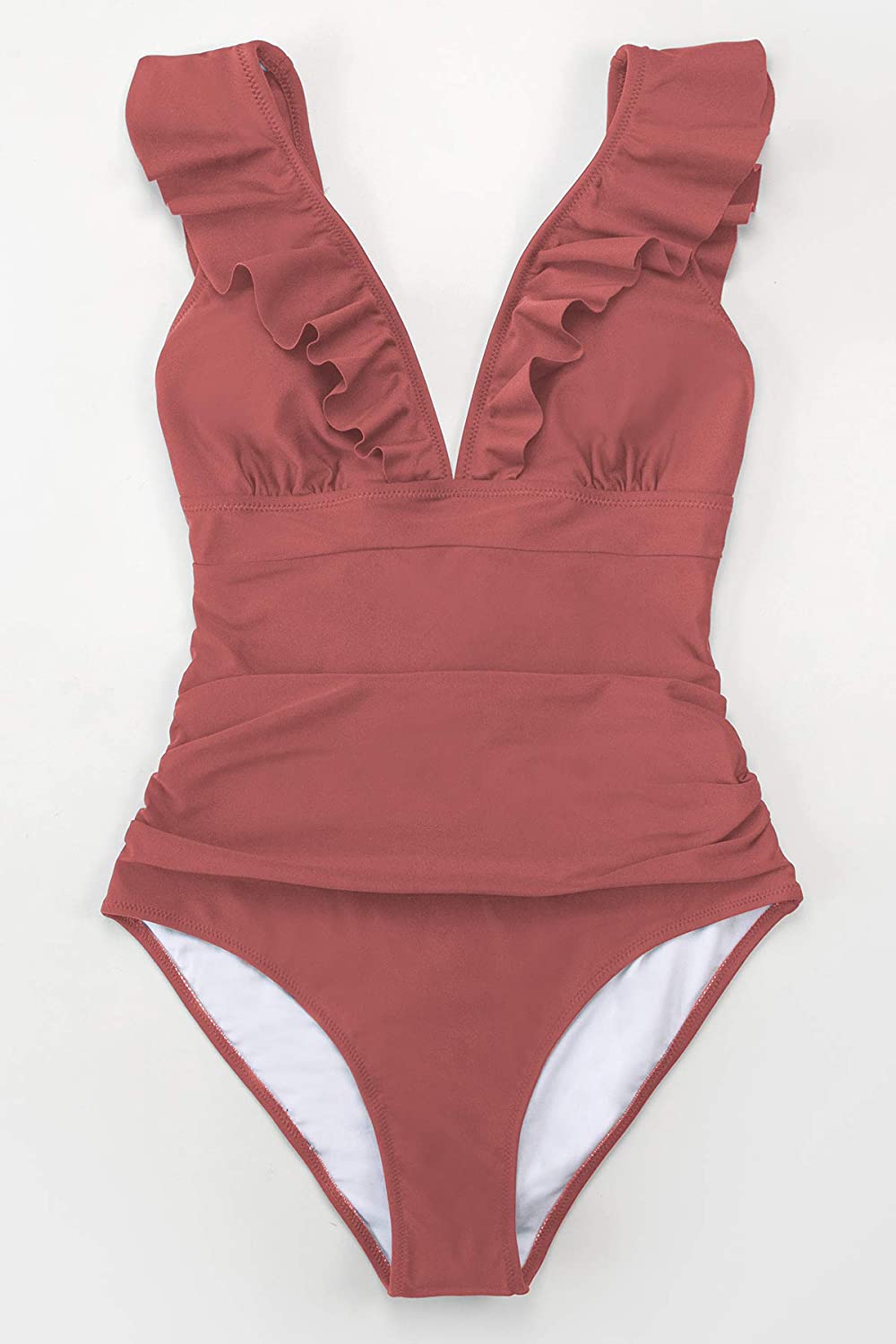 CUPSHE Women's V Neck One Piece Swimsuit Ruffled Lace Up Monokini