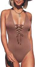 
                        
                          गैलरी व्यूवर में इमेज लोड करें, CUPSHE Women's Solid Color V Neck Lace Up One Piece Swimsuit
                        
                      