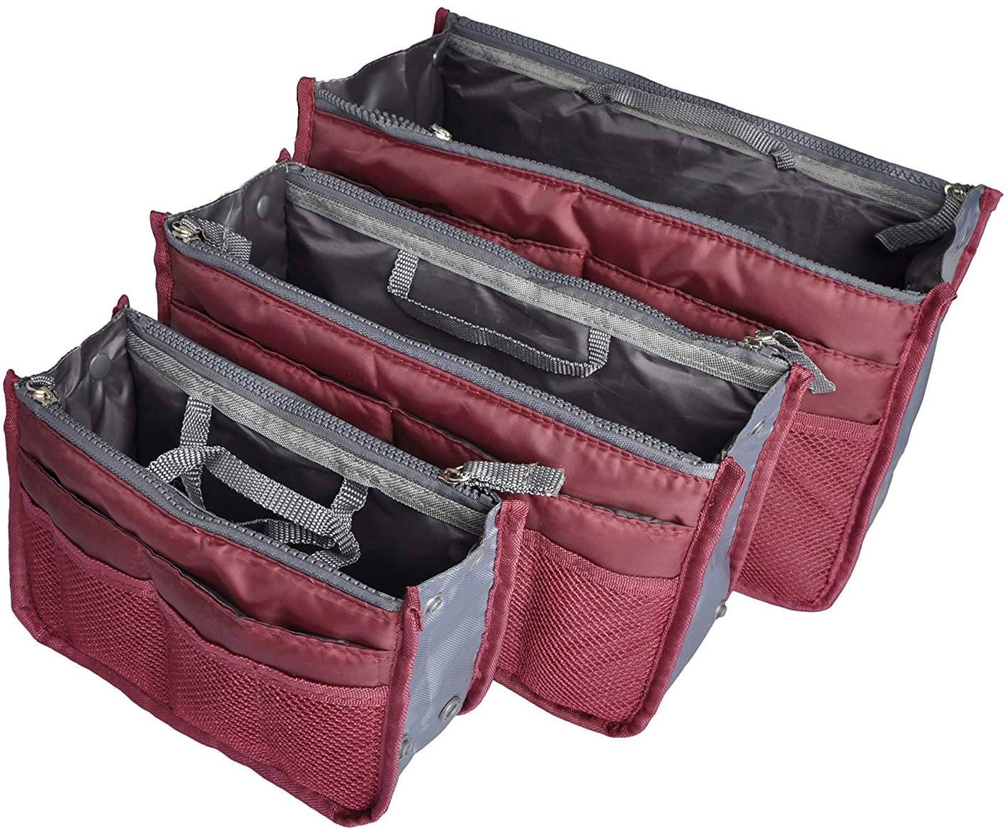 Vercord Purse Organizer Insert for Handbags Bag Organizers Inside Tote Pocketbook Women Nurse Nylon 13 Pockets Black Medium