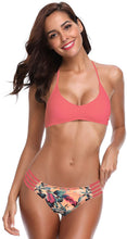 
                        
                          画像をギャラリービューアに読み込む, SHEKINI Women's Floral Printing Cutout Strappy Halter Swimsuits Bikini Suits
                        
                      