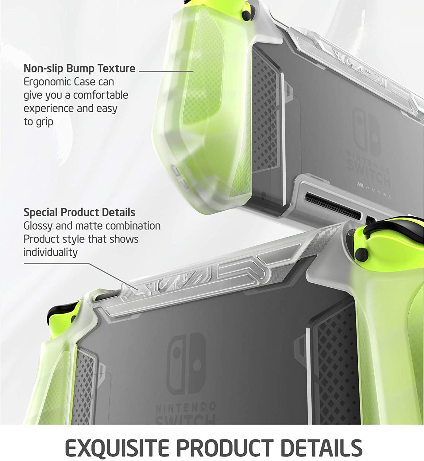 Mumba Dockable Case Compatible for Nintendo Switch, [Blade Series] TPU Grip Protective Cover Case with Ergonomic Design and Comfort Grip (Clear) - JOY2ESpree