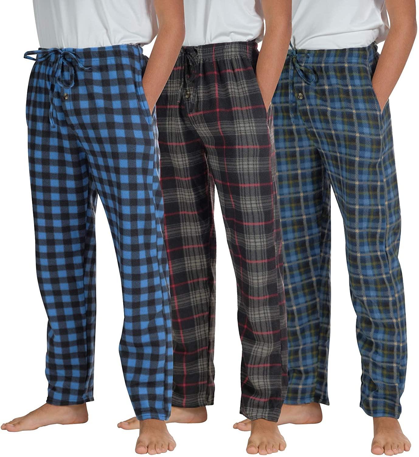 Real Essentials 3 Pack Boys Pajama Pants Super Soft Fleece PJ Lounge Bottoms for Kids - JOY2ESpree