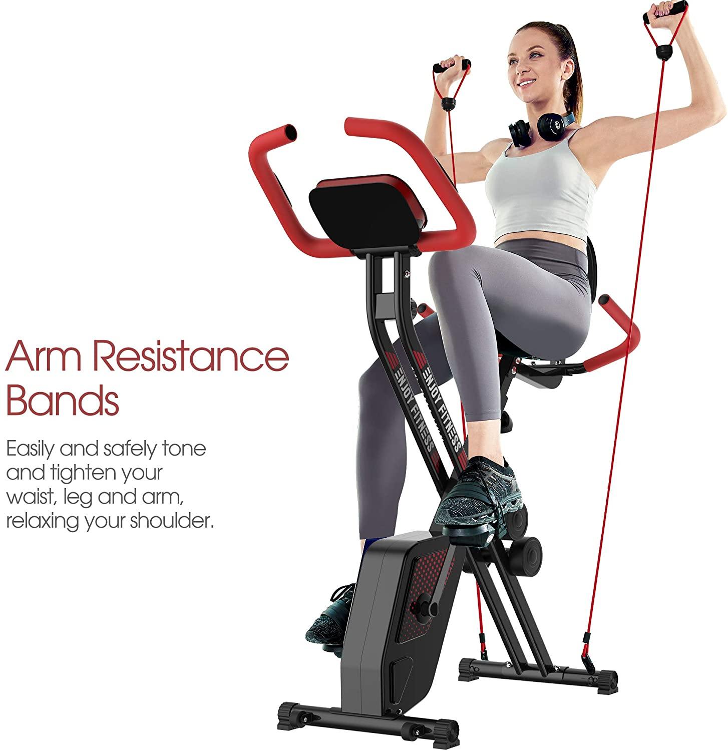 pooboo Folding Exercise Bike Indoor Cycling Bike Magnetic Upright Bike Stationary Bike - JOY2ESpree