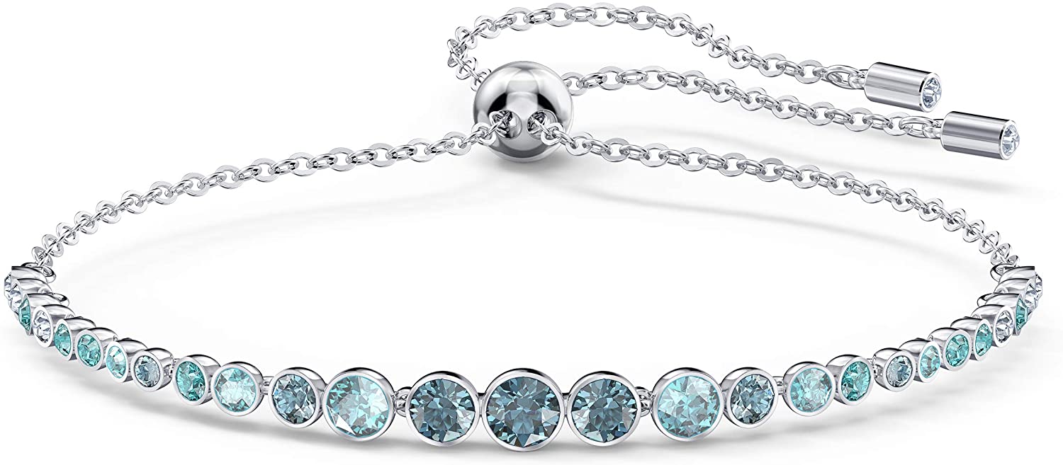 SWAROVSKI Women's Emily Bracelet Collection, Rhodium Finish, Blue Crystals - JOY2ESpree