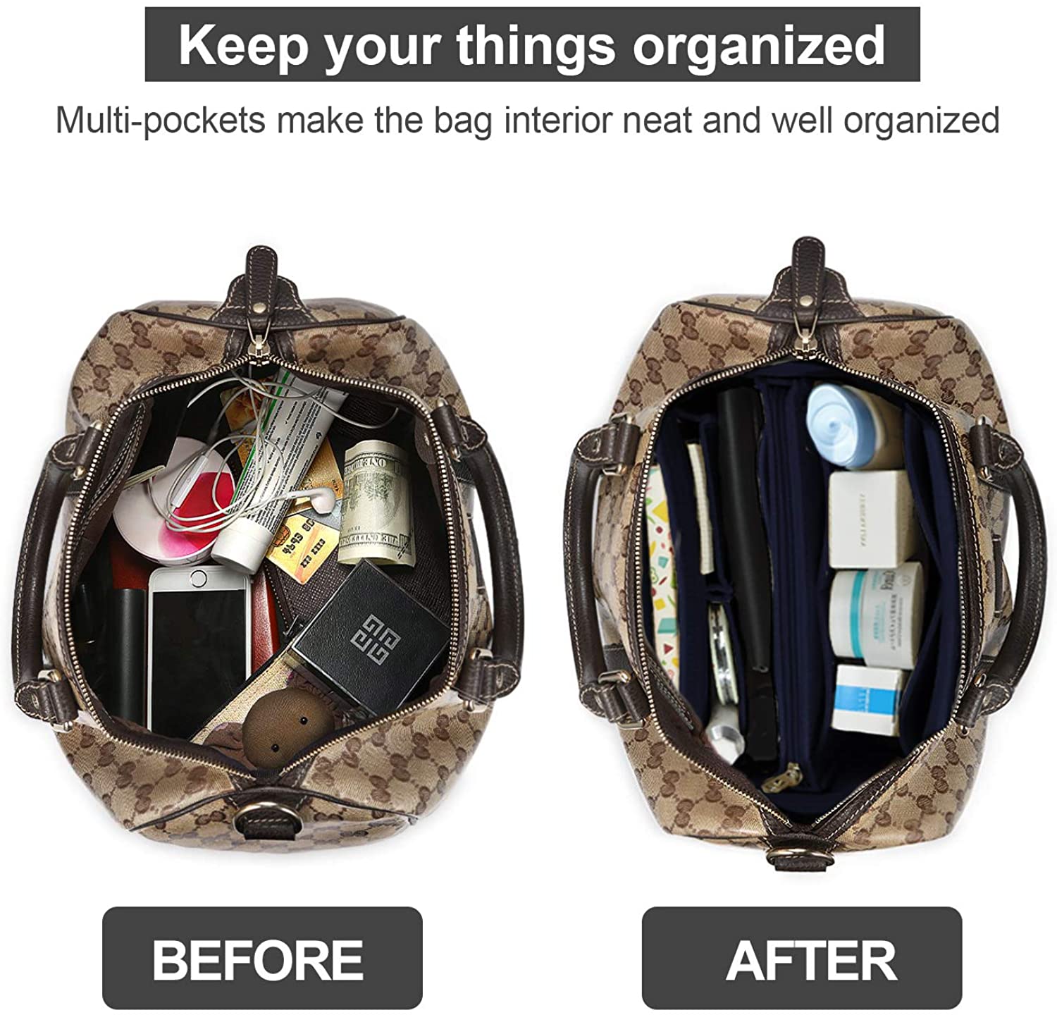 Purse Organizer Insert, Handbag & Tote Organizer, Bag in Bag, Perfect for Speedy Neverfull and More