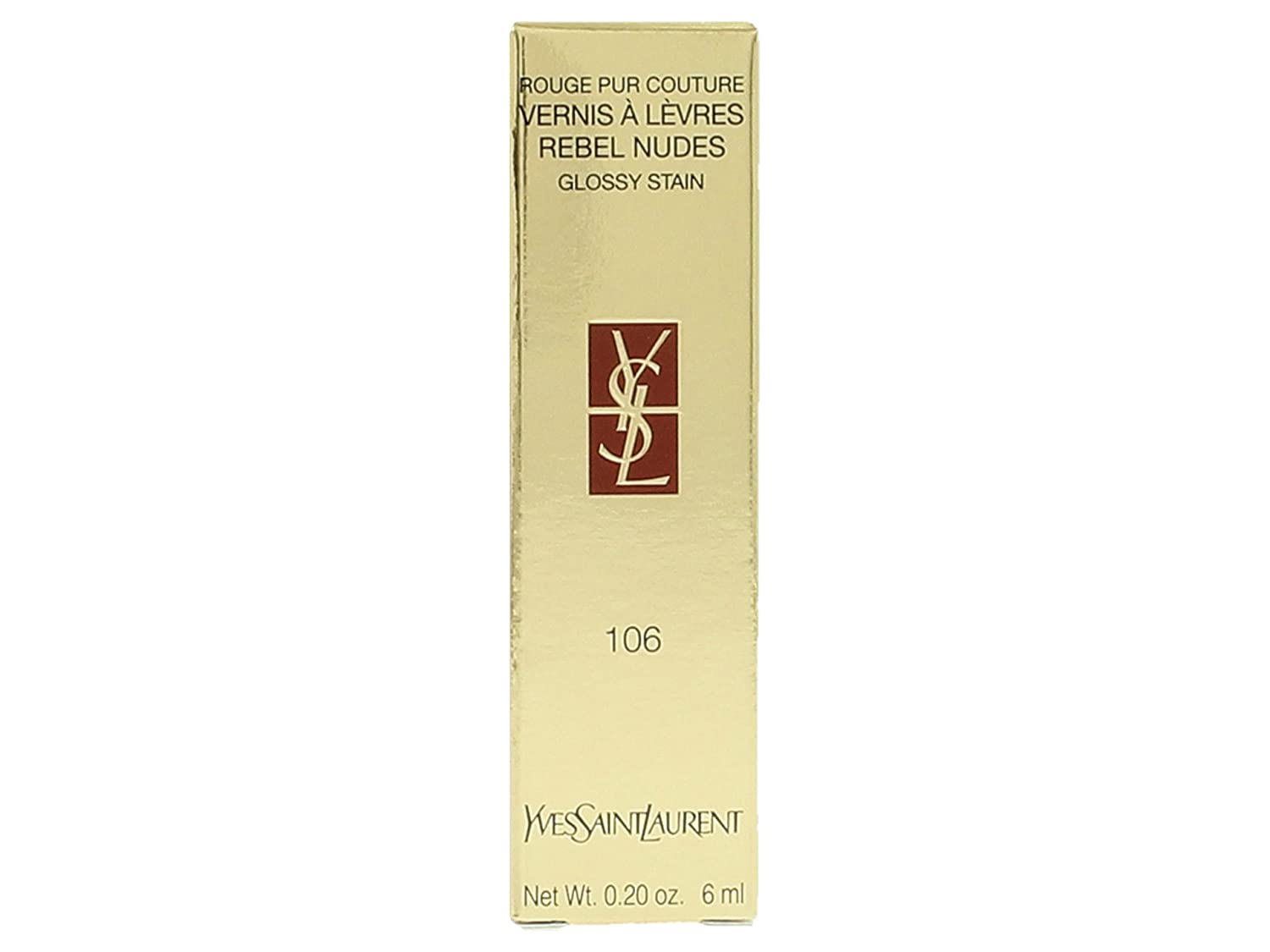 Yves Saint Laurent Rouge Pur Couture Vernis A Levres Rebel Nudes Glossy Stain, No. 107, 0.2 Ounce