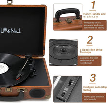 
                        
                          Muat gambar ke penampil Galeri, LP&amp;No.1 Portable Suitcase Turntable with Stereo Speaker,3 Speeds Belt-Drive Vinyl Record Player Black - JOY2ESpree
                        
                      