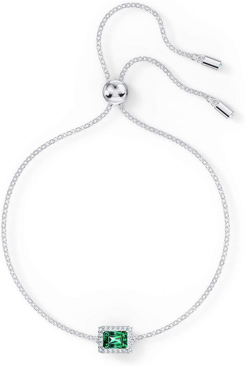 SWAROVSKI Women's Angelic Rectangular Jewelry Collection, Rhodium Finish, Green Crystals, Clear Crystals - JOY2ESpree