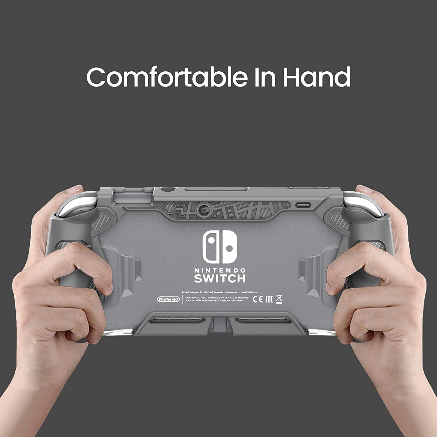 LeyuSmart Protective Case with High Clear Tempered Glass Screen Protector for Nintendo Switch Lite, Grey Color - JOY2ESpree
