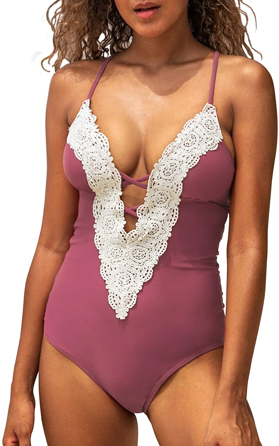 CUPSHE Fashion Women's Ladies Vintage Lace Bikini Sets Beach Swimwear Bathing Suit