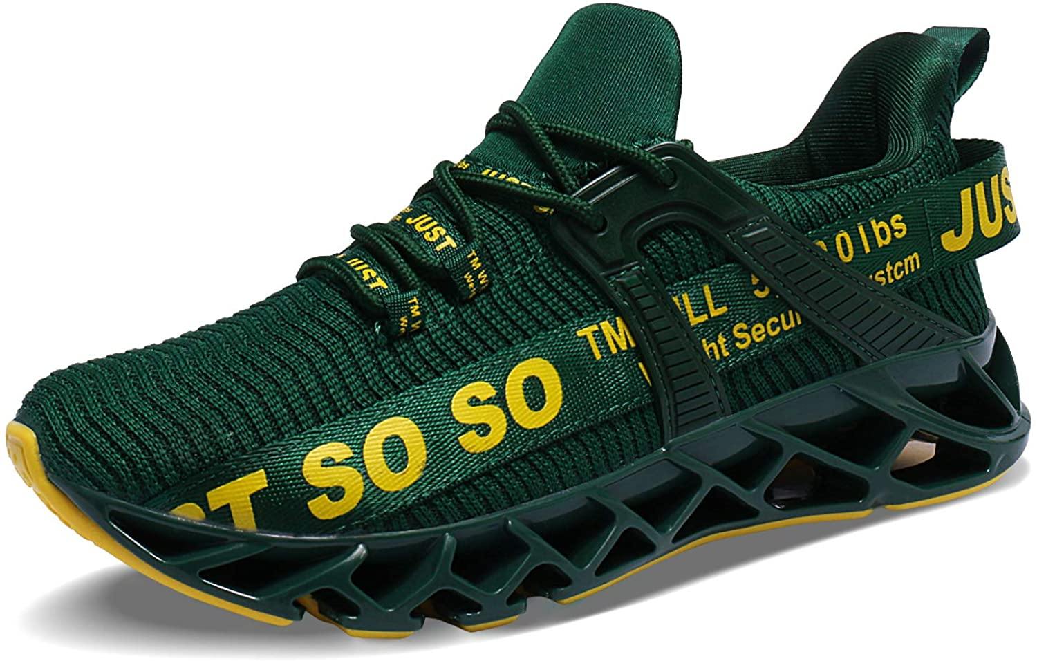 JSLEAP Mens Running Shoes Walking Non Slip Blade Type Sneakers