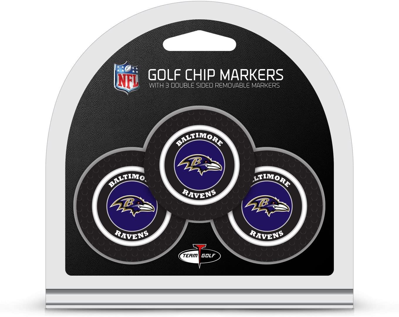 Team Golf NFL Golf Chip Ball Markers (3 Count), Poker Chip Size with Pop Out Smaller Double-Sided Enamel Markers - JOY2ESpree