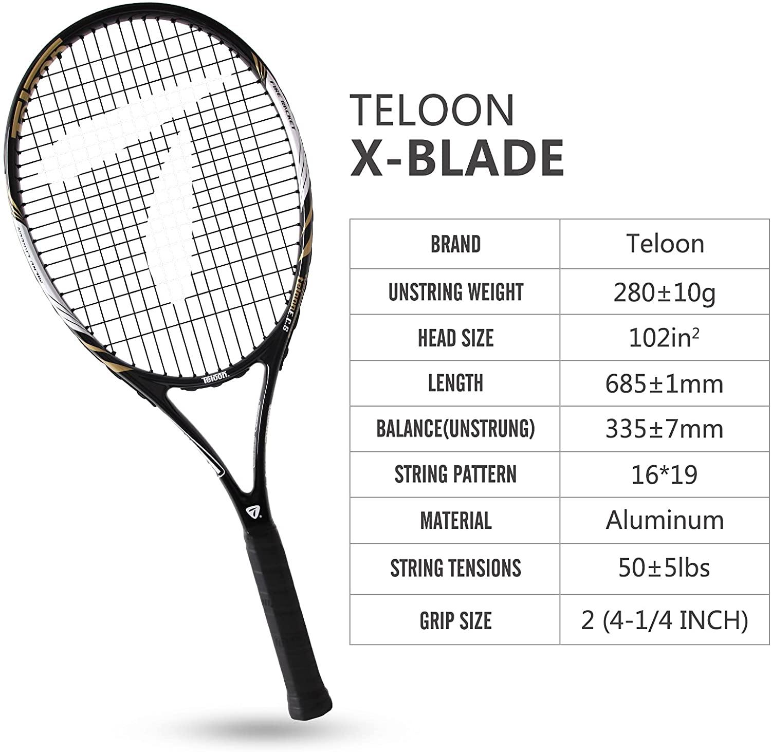 Teloon Recreational Adult Tennis Rackets-27 inch Tennis Racquet for Men and Women College Students Beginner Tennis Racket. - JOY2ESpree