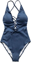 
                        
                          गैलरी व्यूवर में इमेज लोड करें, CUPSHE Women's Solid Color V Neck Lace Up One Piece Swimsuit
                        
                      