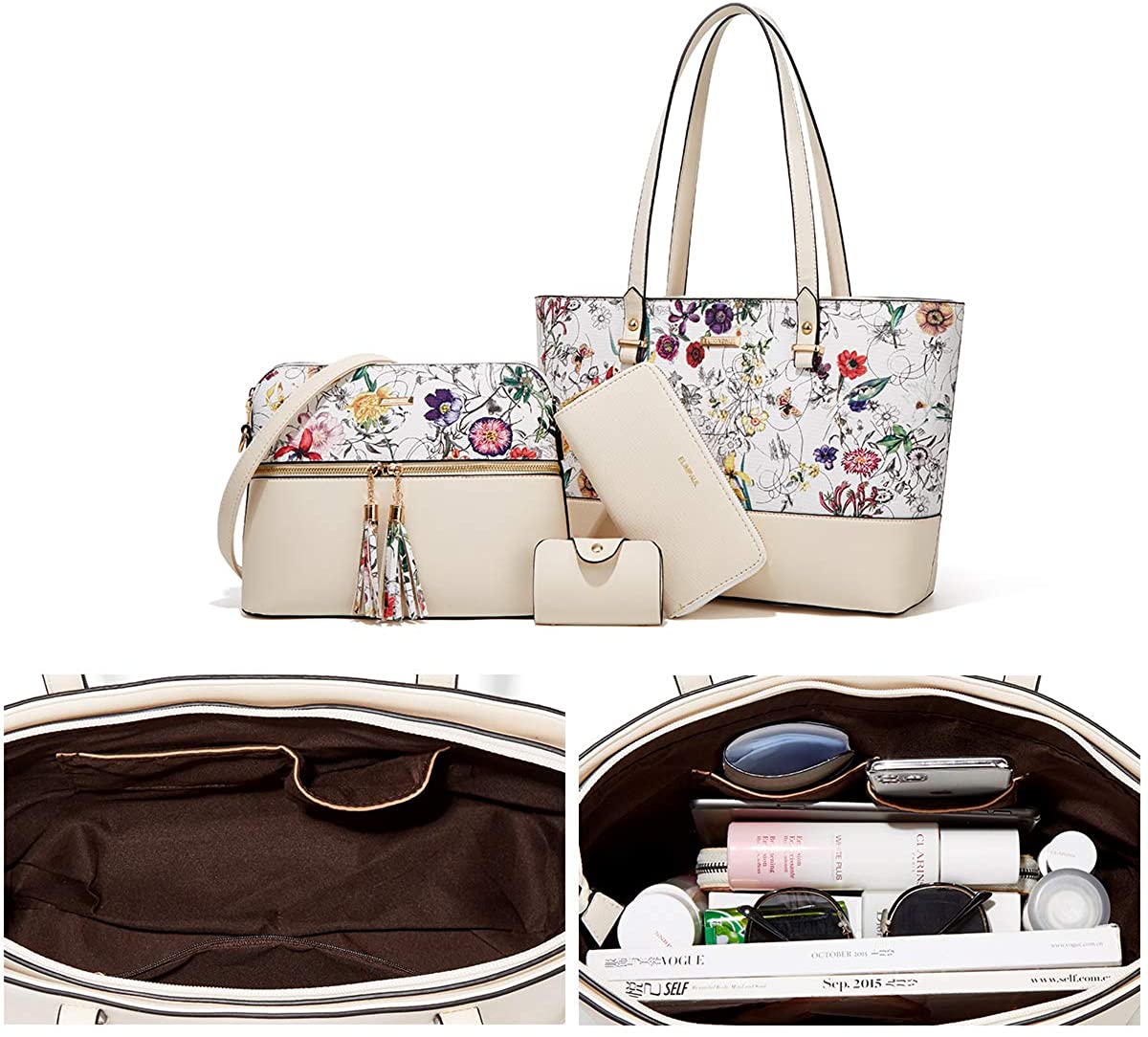 Women Fashion Handbags Wallet Tote Bag Shoulder Bag Top Handle Satchel Purse Set 4pcs