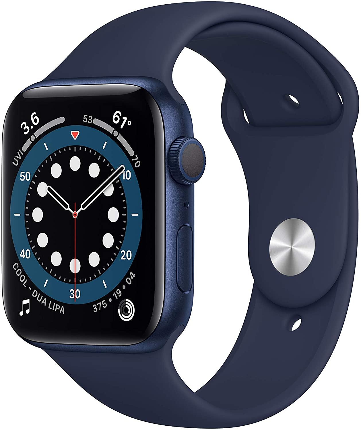 Apple Watch Series 6 (GPS, 44mm) - Space Gray Aluminum Case with Black Sport Band (Renewed) - JOY2ESpree