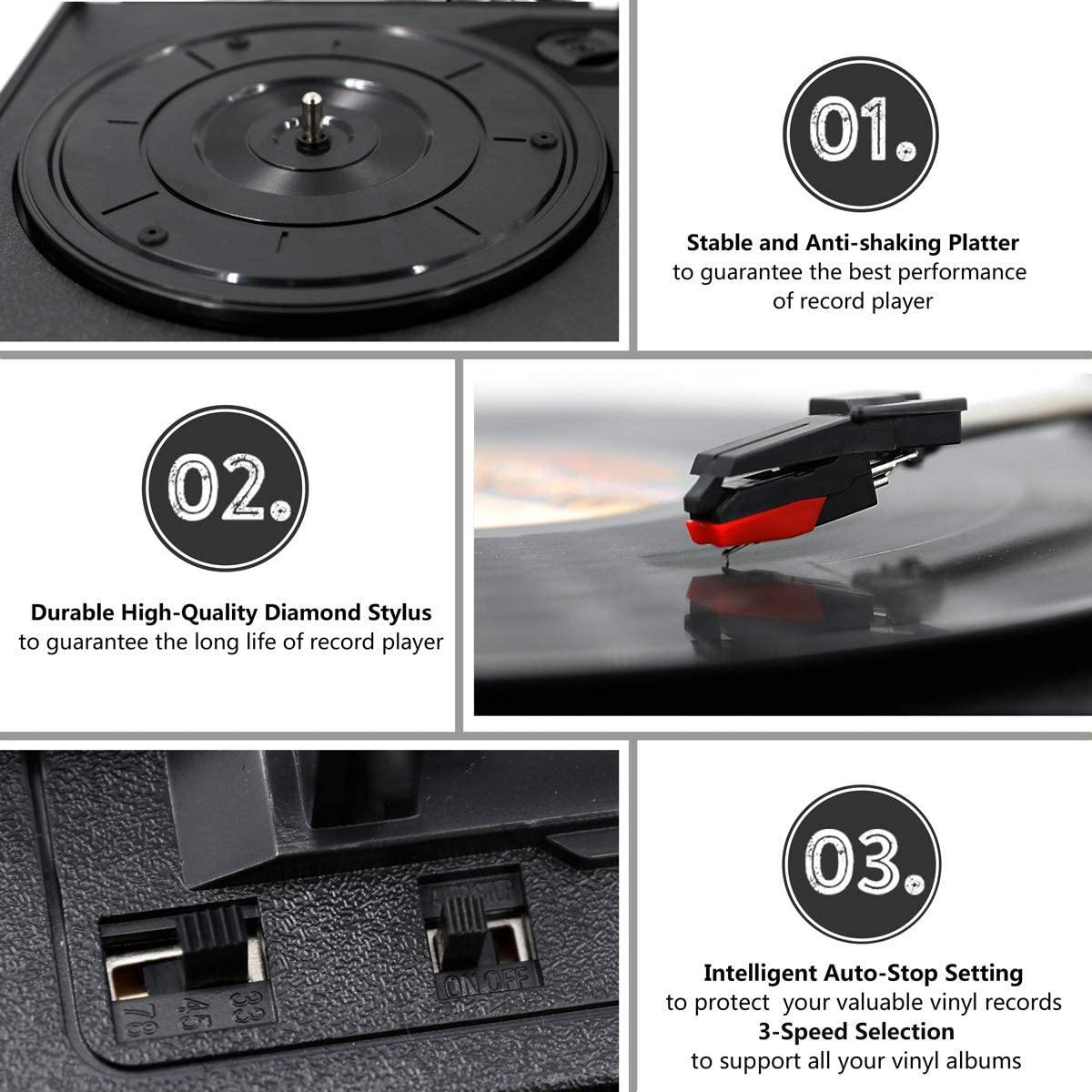 LP&No.1 Bluetooth Record Player with USB Play and Recording - JOY2ESpree