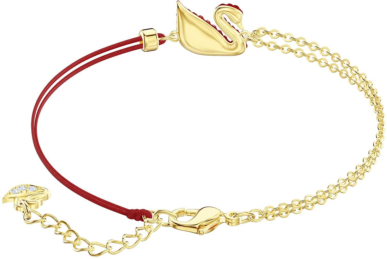 SWAROVSKI Women's Iconic Swan Jewelry Collection, Rose Gold Tone Finish, Red Crystals - JOY2ESpree