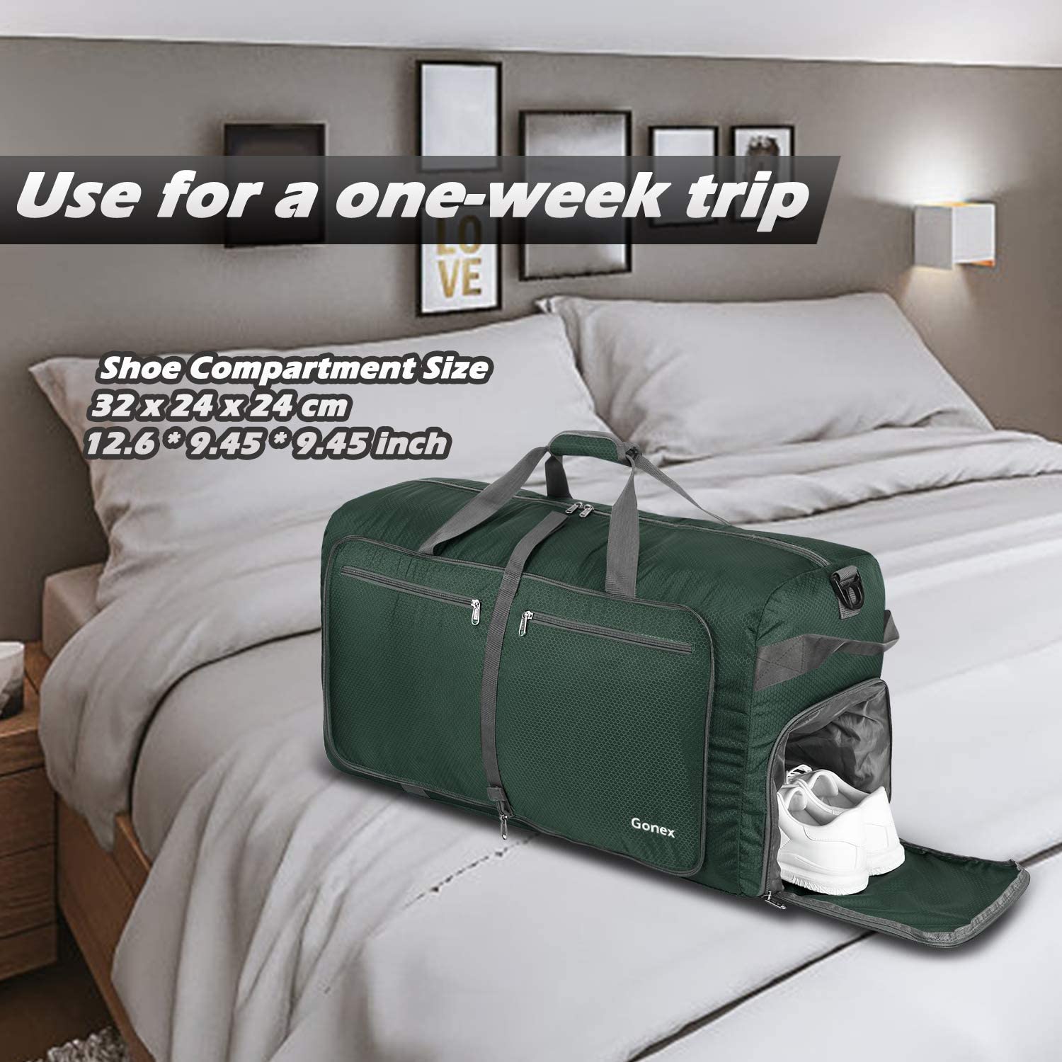 Gonex 150L Travel Duffel Bag Foldable Extra Large Duffle Bag XL Heavy Duty for Men Women for Luggage Shopping Gray